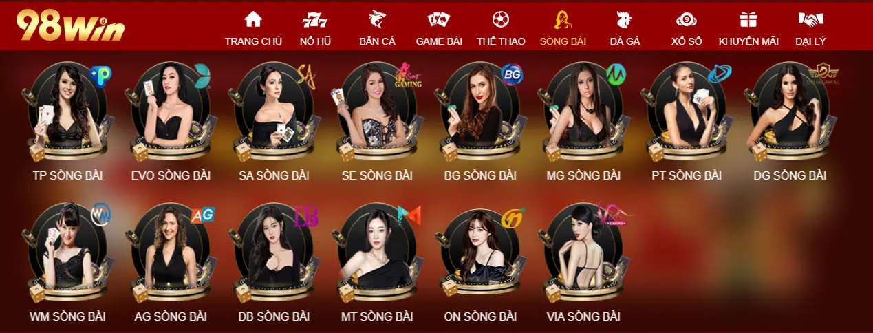 Giao diện casino 98win dễ nắm bắt